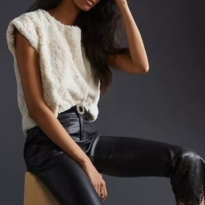 Maeve by Anthropologie Faux Fur Tee in Cream